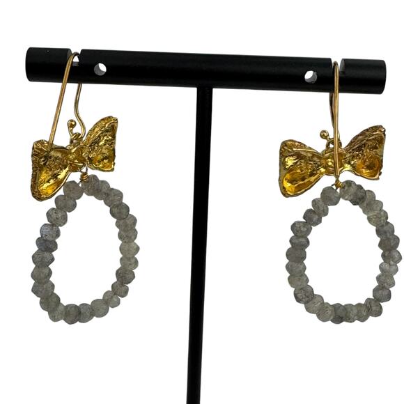 New Willow House Jewelry by Sara Blaine Chloe Bow Beaded Dangle Earrings - Picture 2 of 6